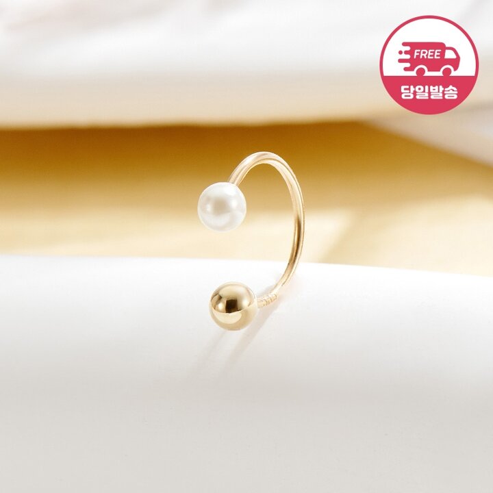 [비앤비골드] (당일발송) 14K 심플 C자 진주 피어싱 3mm 한쪽 JAE40493