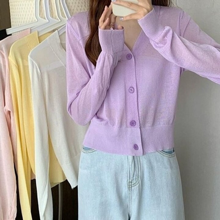 여성 캐주얼 여름 브이넥 시스루 가디건19801523667501