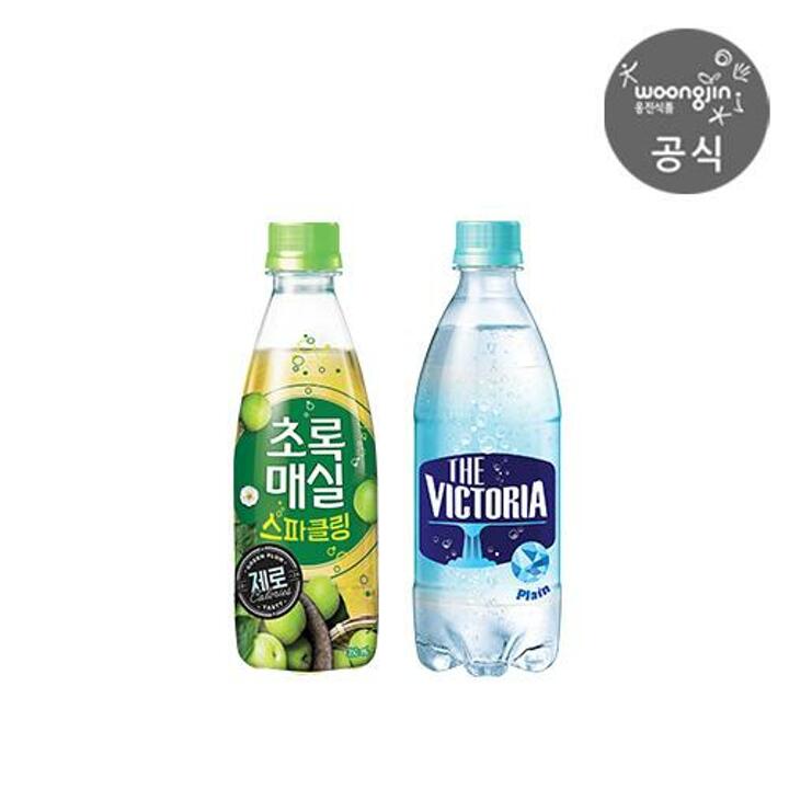 (G) 초록매실 스파클링 제로 350ml 10입 + 더빅토리아 플레인 500ml 10입 교차구성