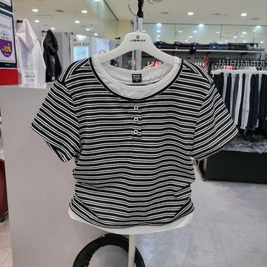 AWK sh06 T/C골지스판 레이어드 핏 반팔티셔츠 R262G1382A (S49524508)