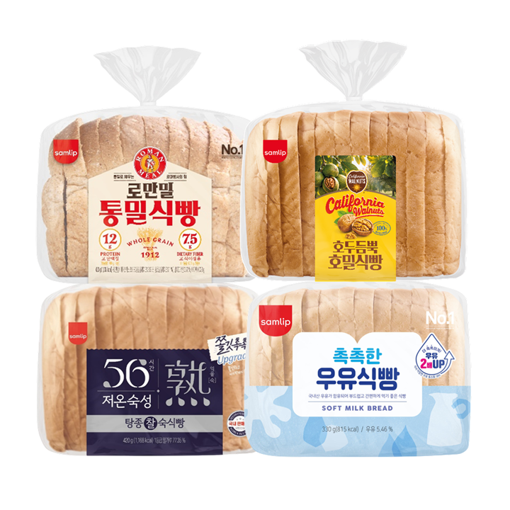 삼립 식빵 4봉 골라담기 (통밀/호두/우유/저온숙성)