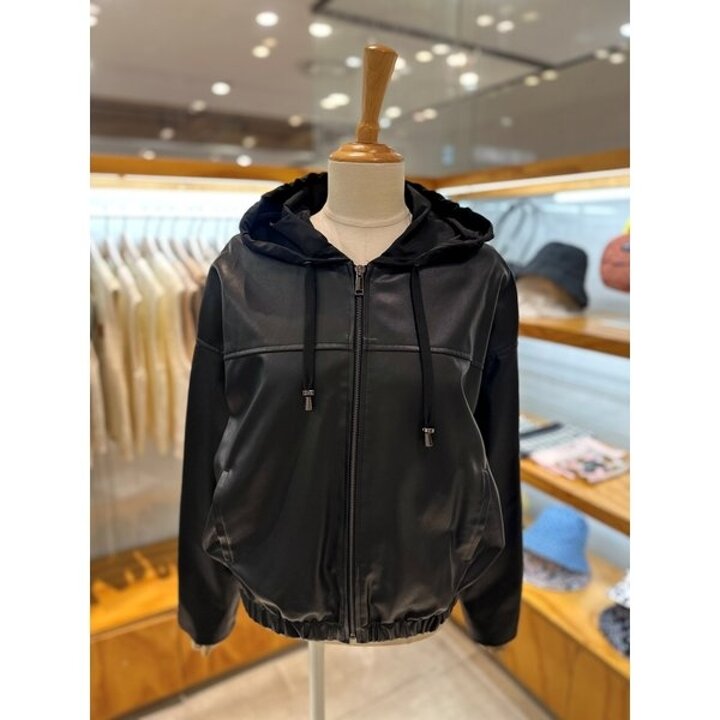 (신세계김해점)후드 스트링 인조가죽 점퍼(LC51E3JP003X)