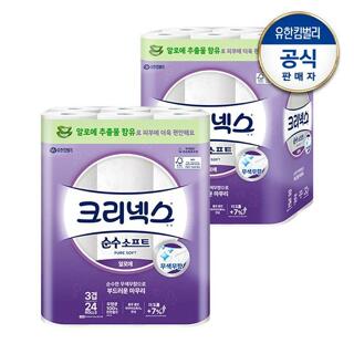 [크리넥스] 3겹 순수소프트 알로에 28M-24롤x2팩