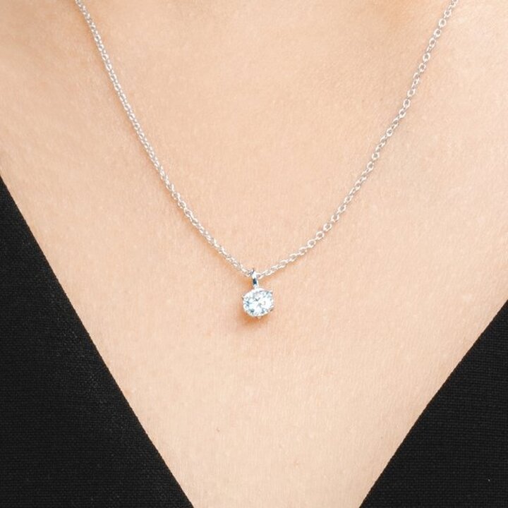 14K 랩 다이아몬드 목걸이 3부솔리테어 6프롱 랩다이아