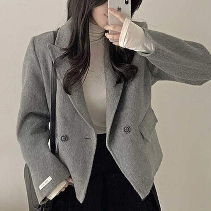 여성 겨울 숏자켓 베이직 고급 하프 코트 데일리룩