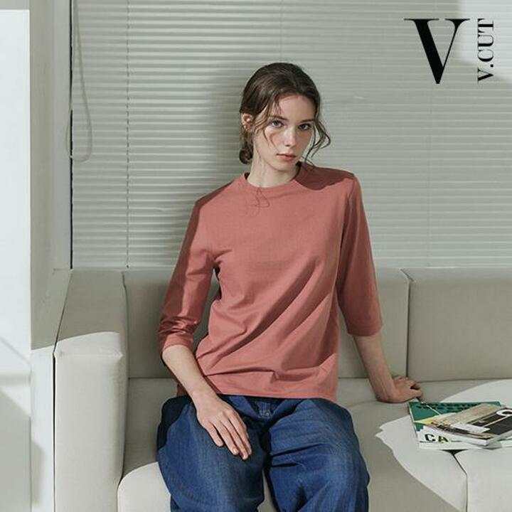 브이컷 26SS 면100 튜블러 7부소매 티셔츠 5종