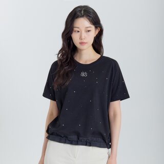 [지센] (2컬러) 스몰 자수 반팔 티셔츠 LCTSP428
