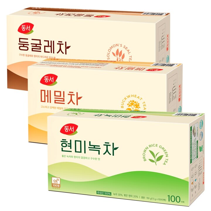 동서 현미녹차100T+메밀차100T+둥굴레차100T