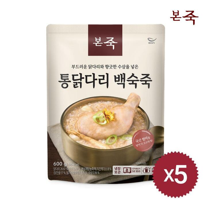 (G)본죽 냉장 통닭다리 백숙죽 600g 5팩(T)
