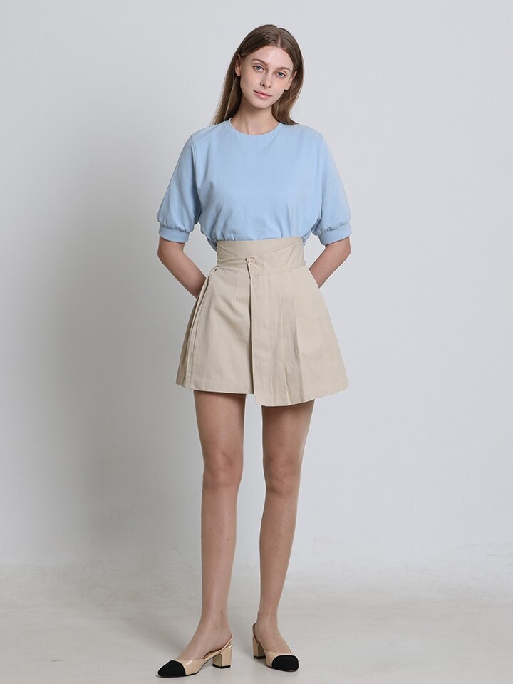 [르샵(LeShop)] 언발 랩 플리츠 미니 스커트 (택가격 139000원)
