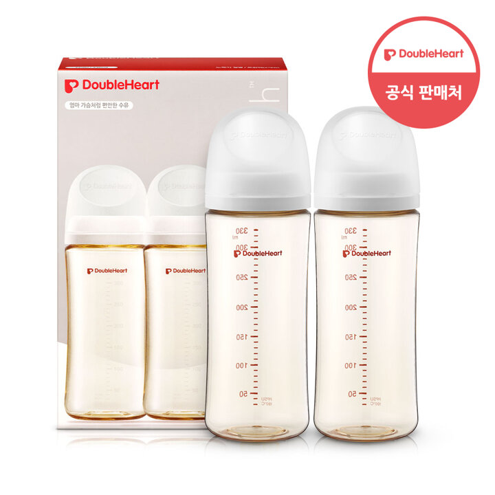 더블하트 모유실감 3세대 PPSU 젖병 베이직 트윈팩 330ml (젖꼭지미포함)