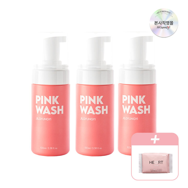 [비밀특가] 질경이 여성청결제 핑크 자몽 페미닌 워시 폼 100ml 3개+마음생리대 중형 4개입