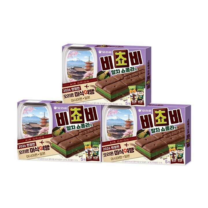 오리온 비쵸비 말차쇼콜라맛 5P (125g) x 3개