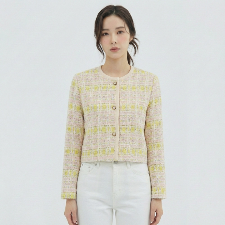 [반에이크] 패턴디자인 트위드가디건_VB34CDQ301Z
