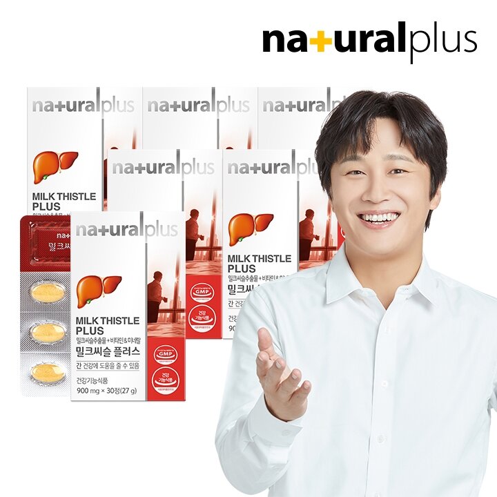 내츄럴플러스 차태현 간건강 밀크씨슬 30정 6박스 / 실리마린 아연