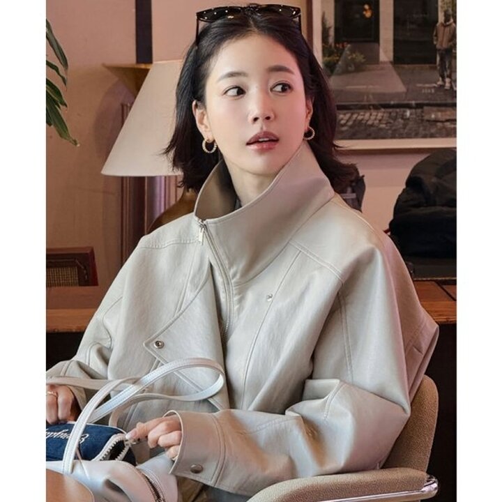(신세계강남점)하이넥 포켓 레더 점퍼 NEL6SM206 91