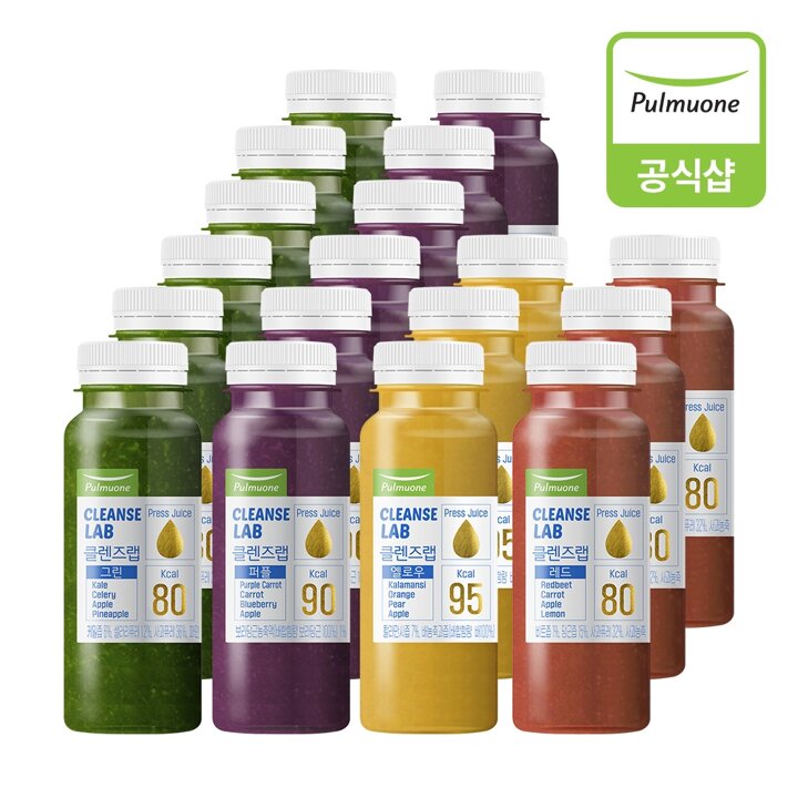 [풀무원] 클렌즈랩 3daysLight 190mlX18병 (그린 6병, 퍼플 6병, 옐로우 3병, 레드 3병)