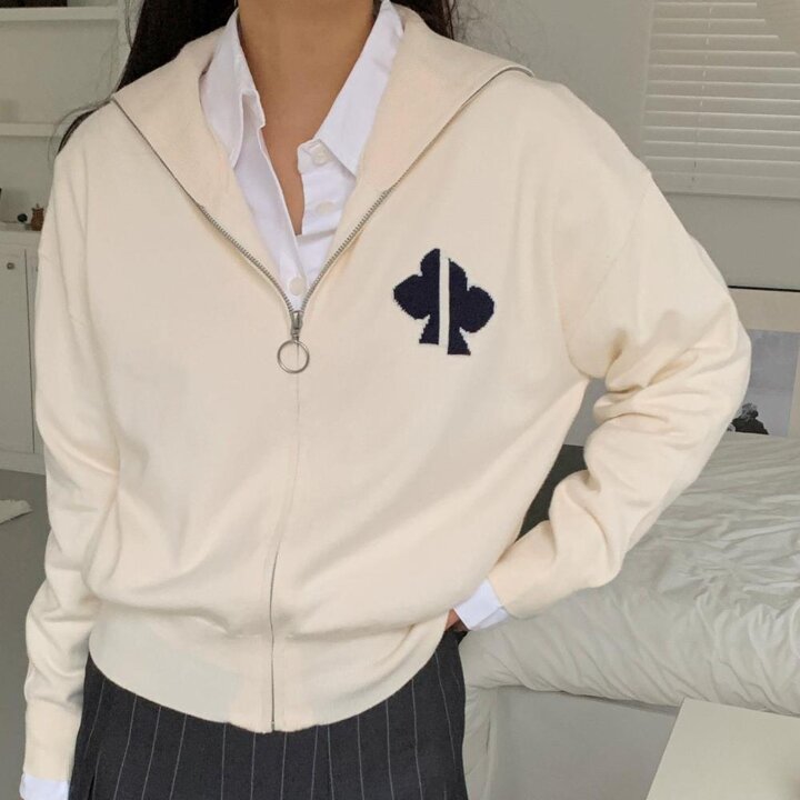 [옷자락] 여성용 하이넥 투웨이 오링 집업 니트 가디건