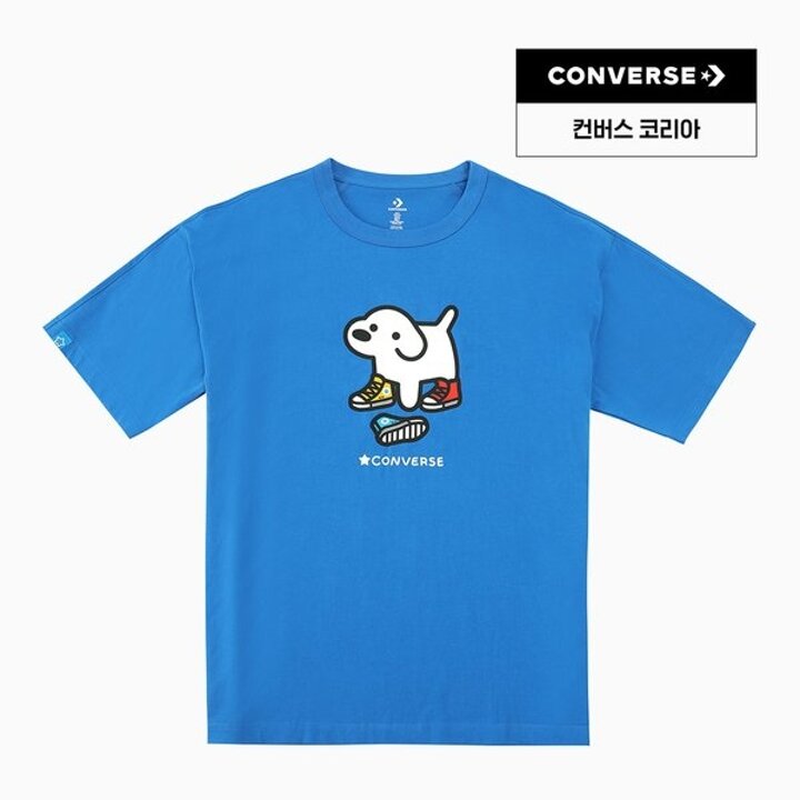 (광주신세계)컨버스 X 마츠이 콜라보 그래픽 여름 반팔 스니커 SS 티 블루 UCK177-BIR