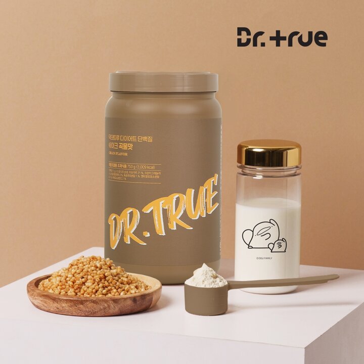 초유 산양유 프로틴 담은 닥터트루 리얼 다이어트 식사대용 단백질 쉐이크 곡물맛 750g 25일분 (보틀 포함)