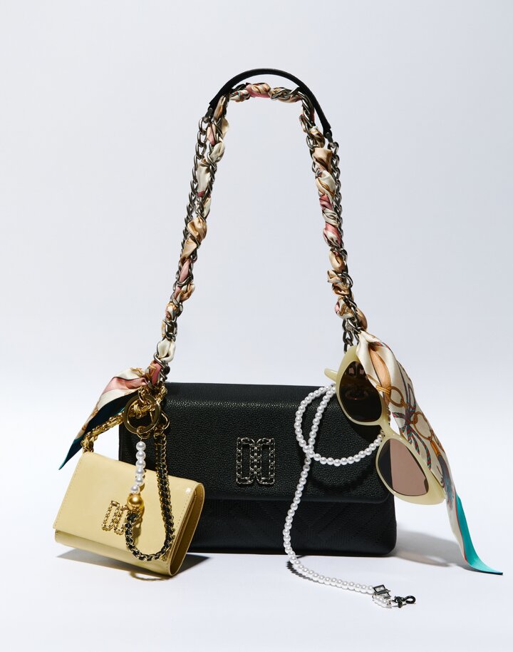 [DAKS GIFT] 블랙 체크경판 가죽 체인 숄더백 (DCBA5E937BK)