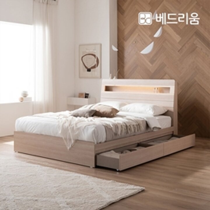 [단독특가/풀세트]베드리움 NEW 스마트메이트 편백 LED 수납침대(Q)-NEW 코지슬립 유로탑