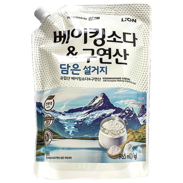 LION참트렌디그린베이킹소다구연산담은설거지리필1kg
