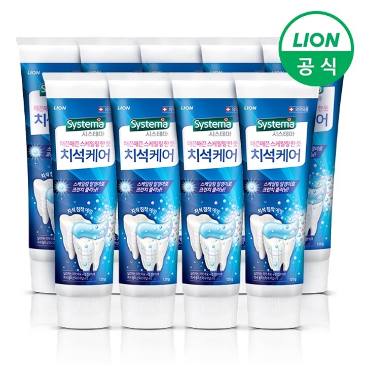 시스테마 민트향 치석케어 치약 120g 9개 치석침착 방지 스케일링 알갱이 함유