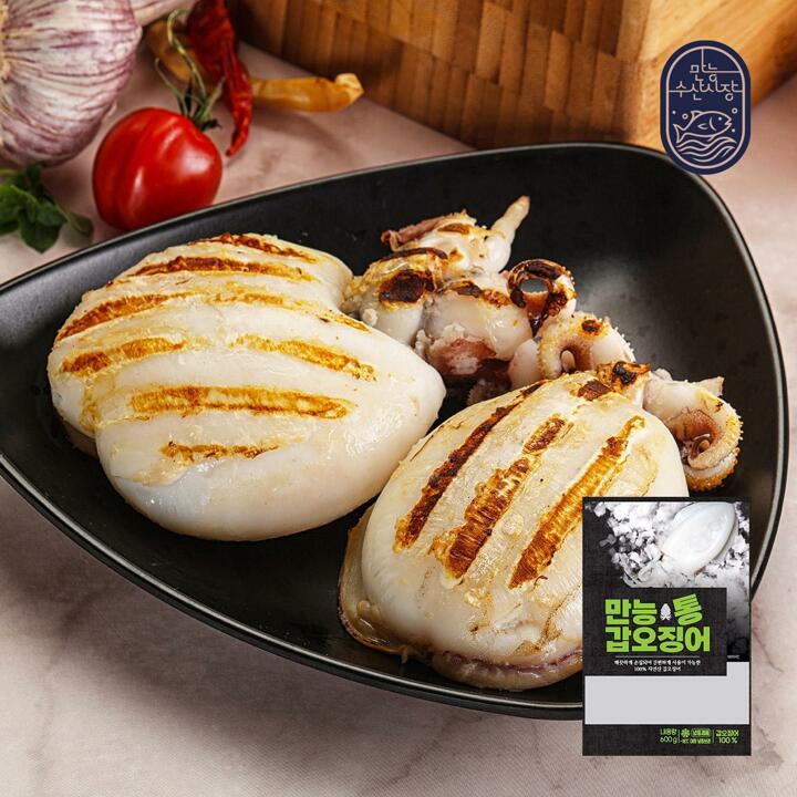 손질 통 갑오징어 600g(4-5마리) * 3팩 + 만능볶음소스 50g * 5팩