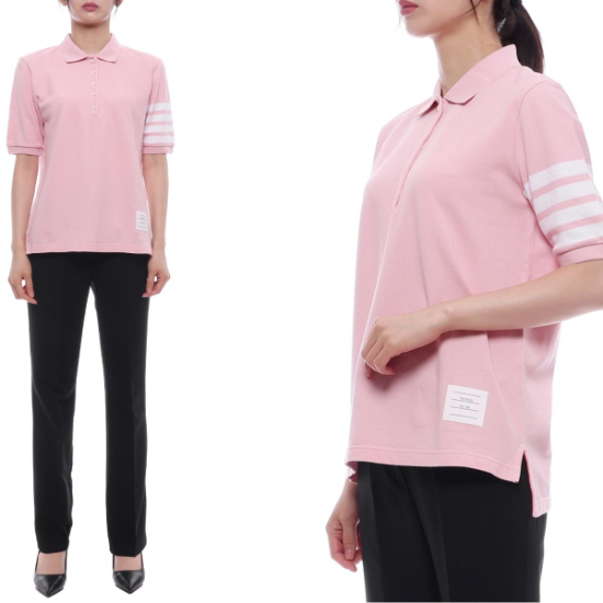 [톰브라운] 25FW 여성 사선 스트라이프 폴로 반팔티셔츠 (FJP052G 07976 680 25F)