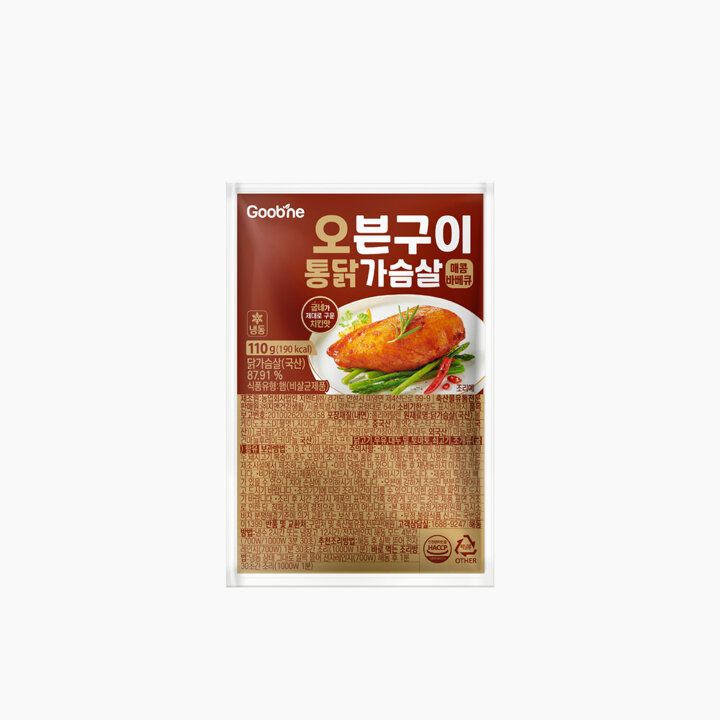 [굽네 오통닭]치킨맛 오븐구이 통 닭가슴살 매콤바베큐 110g*10팩 CR03