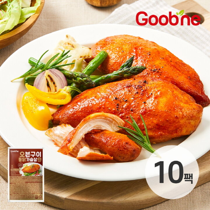 [굽네 오통닭]치킨맛 오븐구이 통 닭가슴살 매콤바베큐 110g*10팩 CR03
