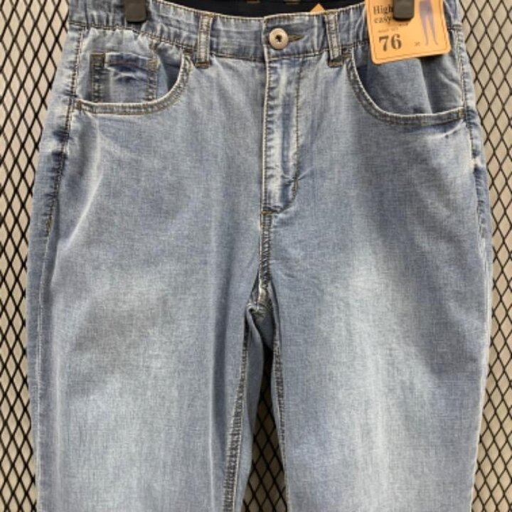 뱅뱅HC04봄여름남성일자밑위긴쿨스판청바지하이라이즈인밴드얇고편한데님팬츠NQL172