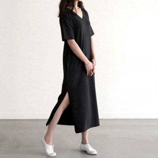 패션플러스[668313] 모노무드 TH-40524 옆트임 인기 여자 원피스 브이넥 감성 여름 롱 치마