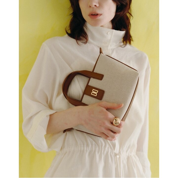 닥스 액세서리 [DAKS NYLON]아이보리 캔버스 DD로고 토트백 S (DCBA6E924IV)