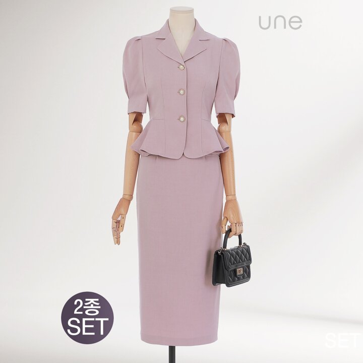 윈(une) [SET] 뉴트로페미닌자켓 + BACK밴딩스커트 SET