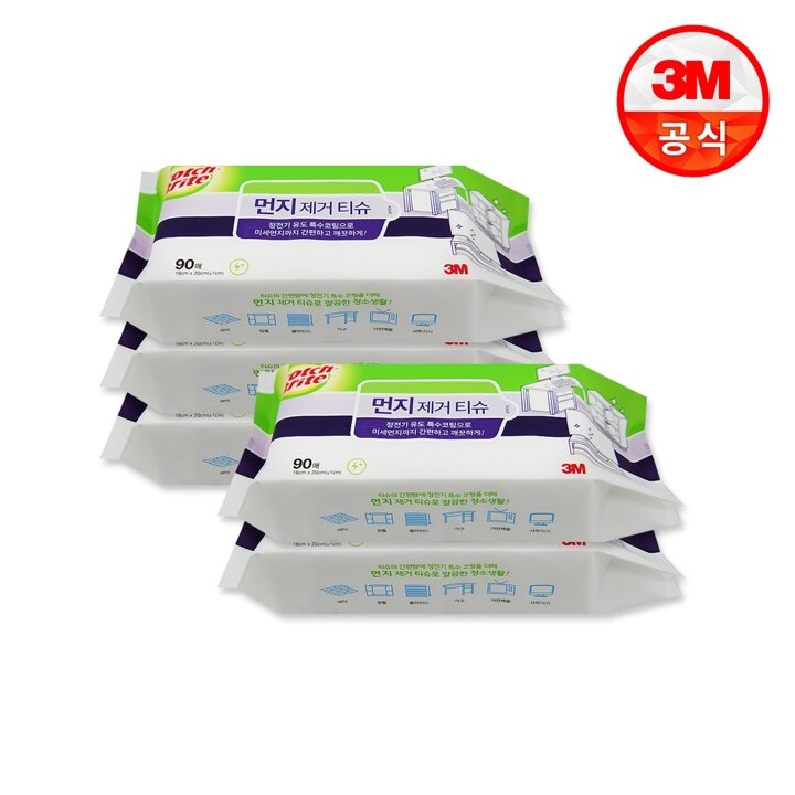 3M 먼지 제거 티슈 90매x5팩