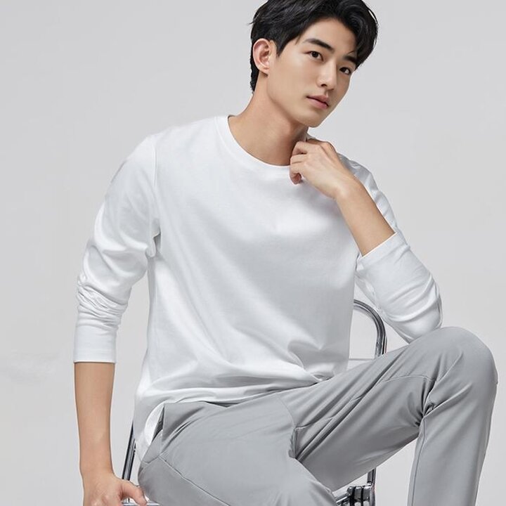 남녀공용두꺼운기본무지긴팔티봄가을면티셔츠단체복