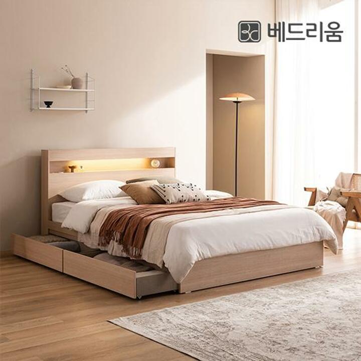 [베드리움] 파인드 LED 서랍형침대SS-독립 자카드
