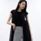 [지센] 쉬폰 비조포인트 롱 베스트 LFVTN502_BK