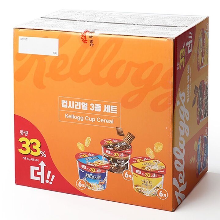 [코스트코] 켈로그 컵시리얼 [콘푸로스트,첵스초코,아몬드푸레이크] 720g - 18개입