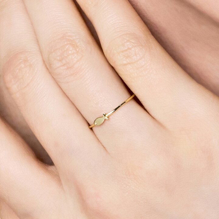 [모아르] 18K 심플 물고기 반지