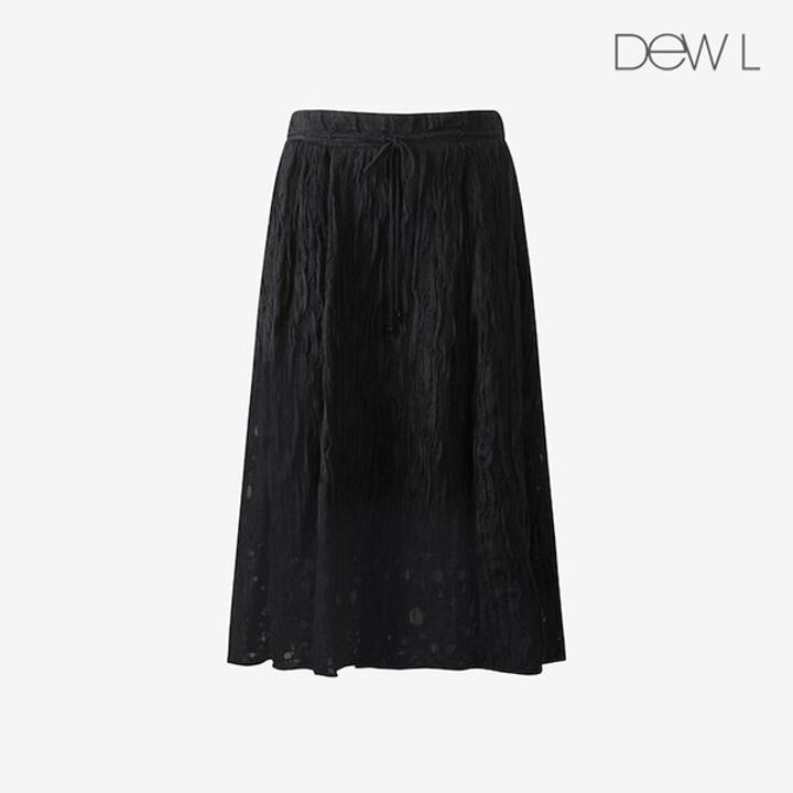 (신세계하남점)[듀엘링] 울 블렌드 플레어 셔링 스커트 BK D254MSD037