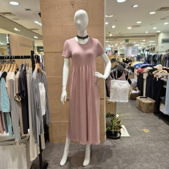 세컨스킨 NGWSD4005 모달 베이직 하프슬리브 미디드레스