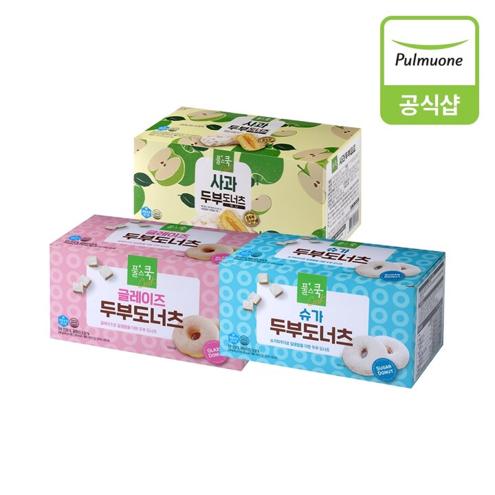[풀무원] 사과 두부도너츠 미니+글레이즈 두부도너츠+슈가 두부도너츠 (각 1개)