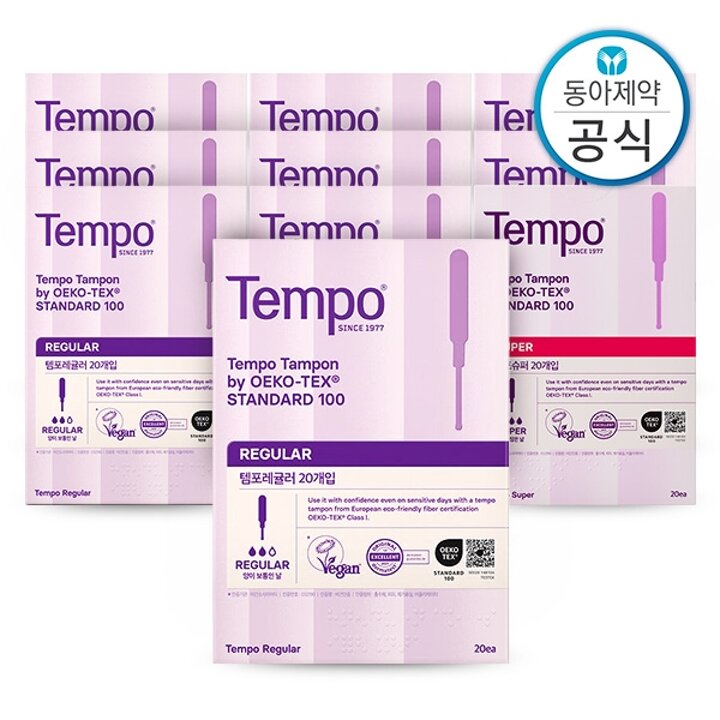 템포 탐폰 생리대 레귤러 100매+슈퍼 100매 총200매