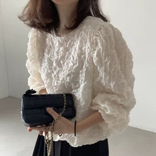 [귈림] 격자 주름 라운드넥 블라우스(G5SBL019P)