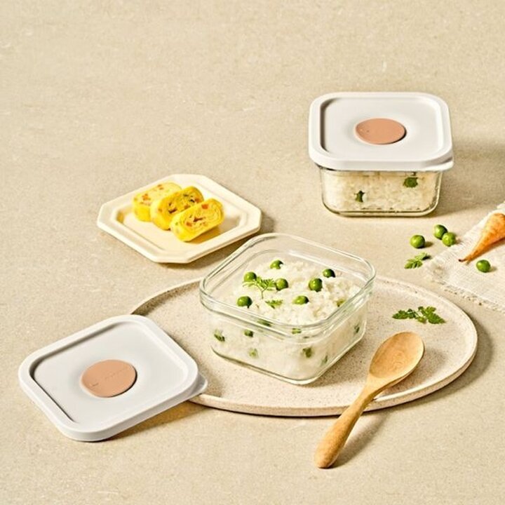 글라스락 렌지쿡 코지밀크 햇밥용기 정사각 440ml 4조 세트[32012689]
