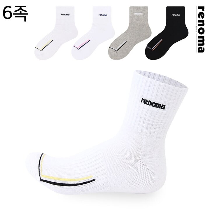 레노마 여성 스포츠 네모라인 쿠션 단목 양말 RM8541 6족 무배