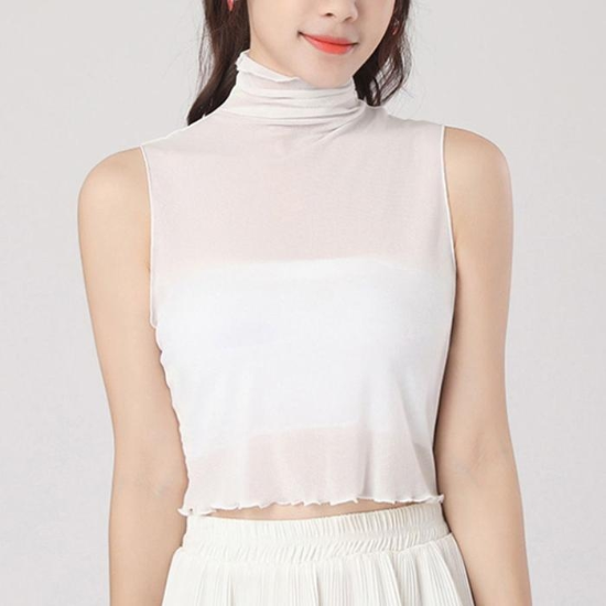 페이크블라우스 터틀넥 카라 시스루 미으 이너 목폴라